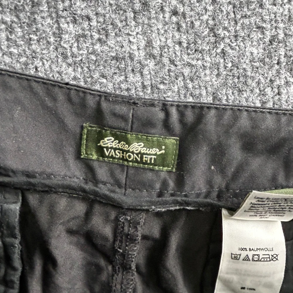 Eddie Bauer Shorts Mens Size 34 Black Vashon Fit Cotton Casual Flat Front Hiking